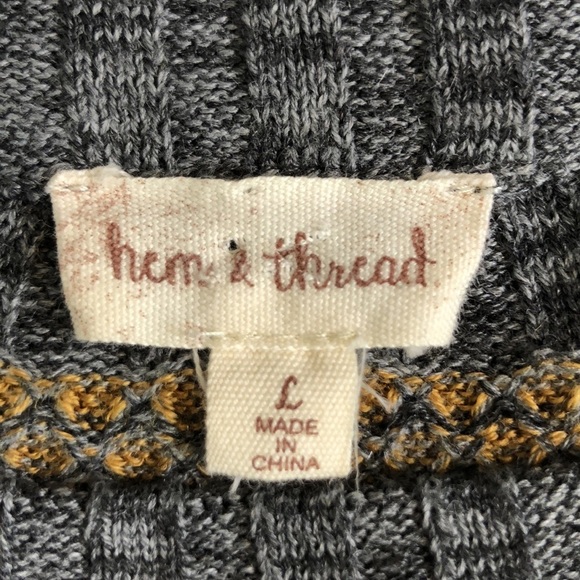 Hem & Thread Long Sleeve Crewneck Striped Stretch Mini Dress Size L - Picture 8 of 10